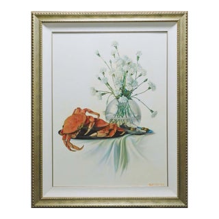 Fazly (Fazoil Ataullakhanov) "Still Life in White" Original Oil Lobster For Sale