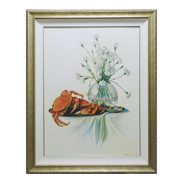 Fazly (Fazoil Ataullakhanov) "Still Life in White" Original Oil Lobster For Sale