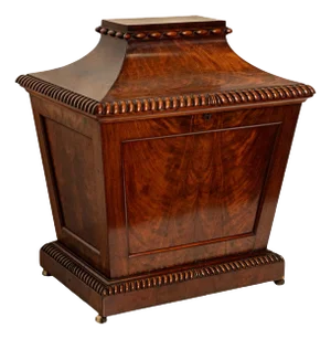 Antique Georgian Regency Flame Mahogany Sarcophagus Wine Cellarette Cooler, 1820