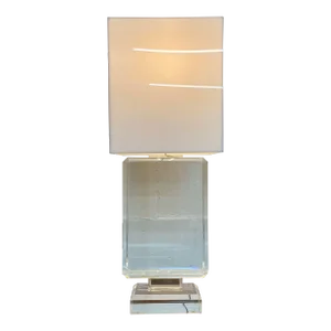 Single Lucite and Brass Mid-Century Modern Art Deco Style Table / Desk Lamp