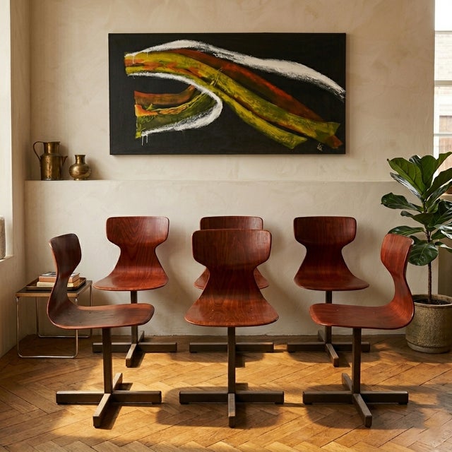 Mid-Century Modern Mid-Century Modern Pagholz Chairs with Molded Plywood Seats and Steel Bases, 1960s, Set of 6 For Sale - Image 3 of 11