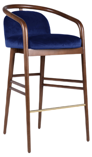 Essex Blue Velvet Bar Stool by Javier Gomez