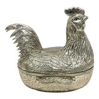 Arthur Court Aluminum Rooster Covered Serving Dish / Casserole Dish / Arthur Court Designs ©1976 For Sale