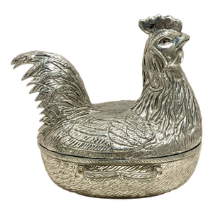 Arthur Court Aluminum Rooster Covered Serving Dish / Casserole Dish / Arthur Court Designs ©1976