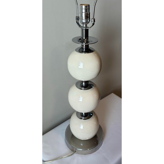 Vintage 1970s Space Age Ceramic & Chrome Globe Lamp Attributed to Sölken Leuchten Bring a sculptural touch of 1970s...