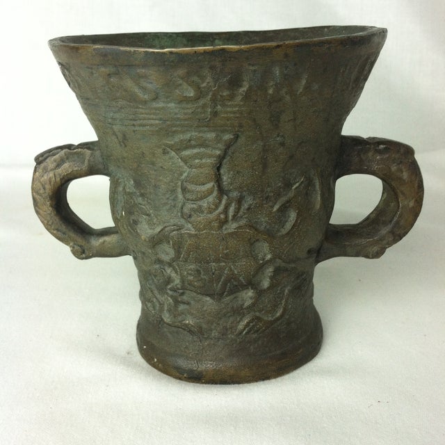Antique Lead German Mortar For Sale - Image 4 of 12