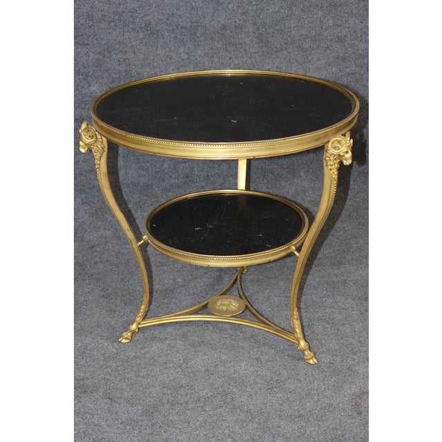 Pair 1920's Directoire Bronze Rams Head Marble Top Gueridon Tables For Sale - Image 12 of 13