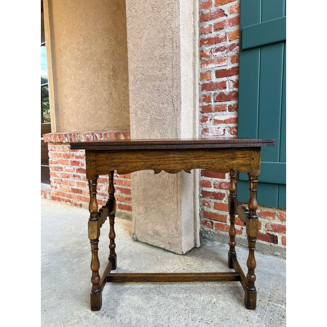 Antique English Game Table Flip Top Victorian Oak C1880 Mahjong Square Table For Sale - Image 4 of 18