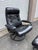 Vintage Ekornes Stressless Black Leather Recliner & Ottoman For Sale - Image 12 of 18