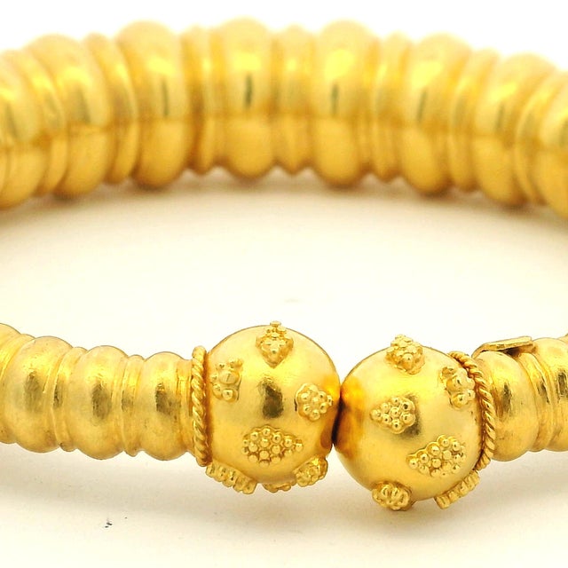 Ilias Lalaounis 1970s 22k Gold Neolithic Revival Ribbed Bracelet For Sale - Image 12 of 15