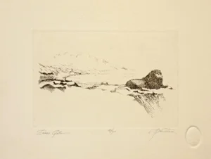 1970s "Lion's Gate" Minimalist Landscape Etching by Franklin Norwood