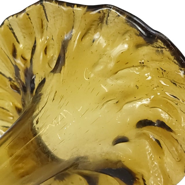 Contemporary Antique C. 1900 Amber Glass Trumpet Flower Figurine Vase Epergne For Sale - Image 3 of 12