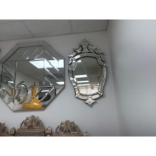 Vintage Venetian Beveled and Etched Mirror For Sale - Image 4 of 13