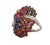 1990s Stunning 13ct Ruby Sapphire Diamonds 14k White Gold Floral Long Dome Ring For Sale - Image 5 of 7