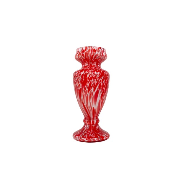 1960s Mid-Century Red and White Marbled Murano Vase, 1960s For Sale - Image 5 of 5