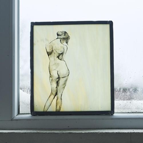 Wonderful Nude in Stained Glass, Europe, Mid 20th Century. A truly wonderful hand painted nude in stained glass. Very well...