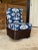 Blue Vintage Braxton Culler Stacked Rattan Swivel Lounge Slipper Chair in Thibaut Fabric For Sale - Image 8 of 13