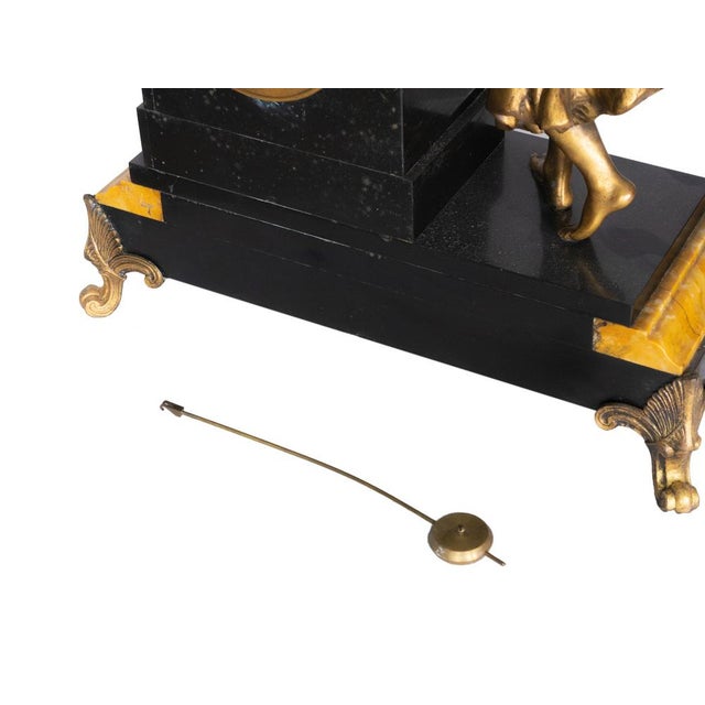 Lady Playing Harp Pendulum Mantel Clock on Marble Base, 1900s For Sale - Image 4 of 10