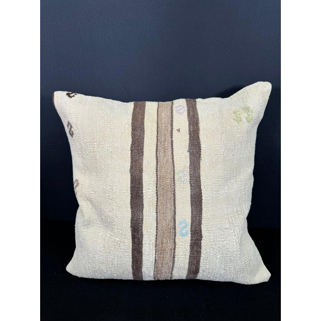 Turkish Hemp Pillow Cushion Natural Beige Brown Pillow Cushion Cover 20x20 For Sale - Image 4 of 4
