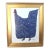 Folk Art Navy Blue Chicken Hen Rooster Painting Ruth Arenz Including the Antiqued Gold Wood Frame For Sale