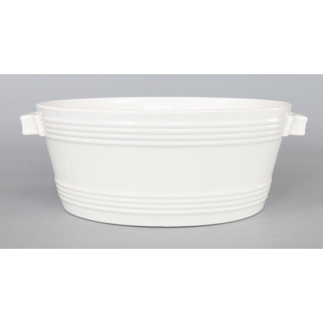 Ceramic 19th Century Dutch White Ironstone Handled Basket Cachepot Planter For Sale - Image 7 of 7