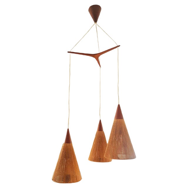 Teak Cascade Lamp by Ib Fabiansen for Fog & Mørup, Denmark, 1960s For Sale