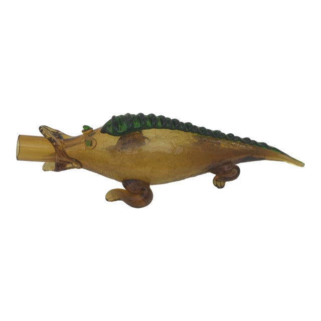 Italian Mid Century Blown Glass Alligator Wine Bottle For Sale