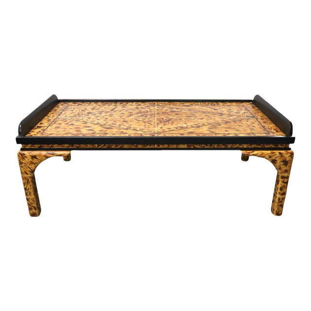 54"*24"*20" Custom Lacquered Faux-Tortoise Coffee Table. For Sale