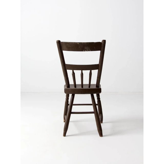Brown Antique Plank Seat Farmhouse Chair For Sale - Image 8 of 10