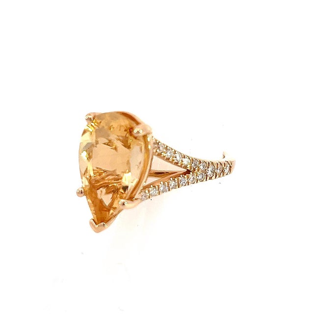 2010s Natural Citrine Diamond Ring 6.5 14k Y Gold 4.79 TCW Certified For Sale - Image 5 of 18
