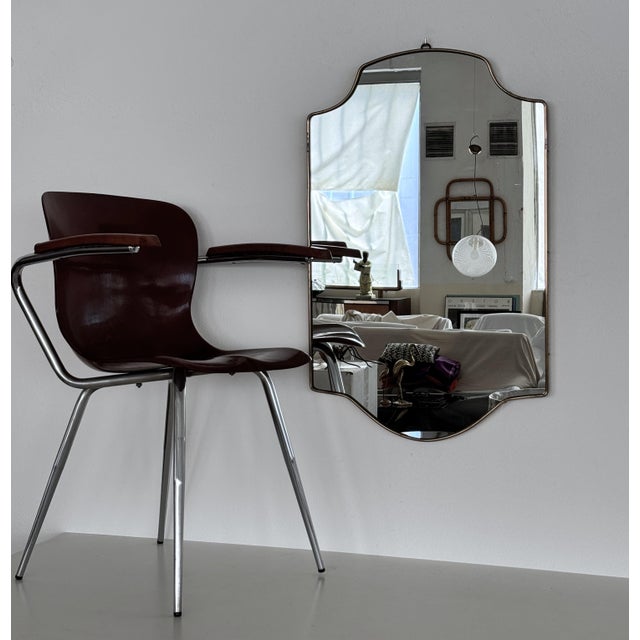 Large Mid-Century Italian Wall Mirror with Brass Frame, 1970s For Sale - Image 12 of 17