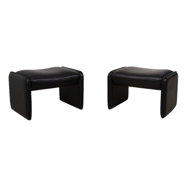 Bora Stools in Black Leather from Leolux, Set of 2 For Sale