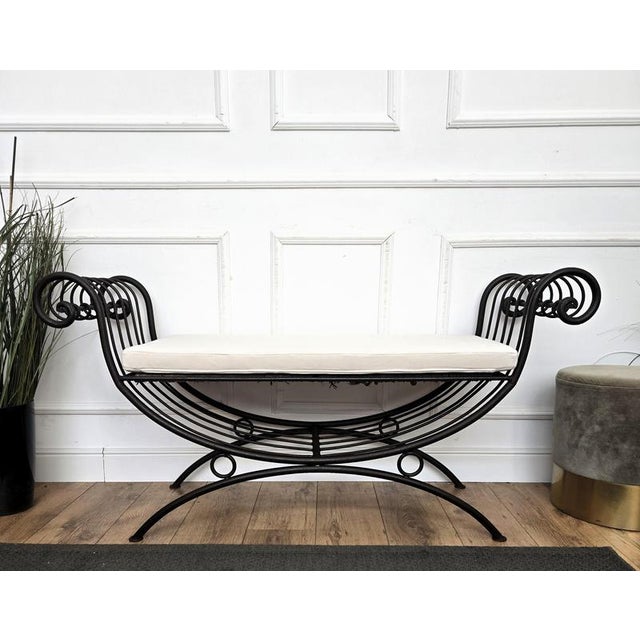 Italian Metal Iron Bench with Roll Arm, 1960s For Sale - Image 3 of 11