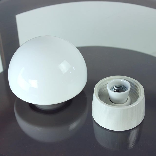 Glass Mid-Century Modern Wall Lamp in Ceramic and White Opaline Glass from Elektrosvit, Czechoslovakia, 1960s For Sale - Image 7 of 9
