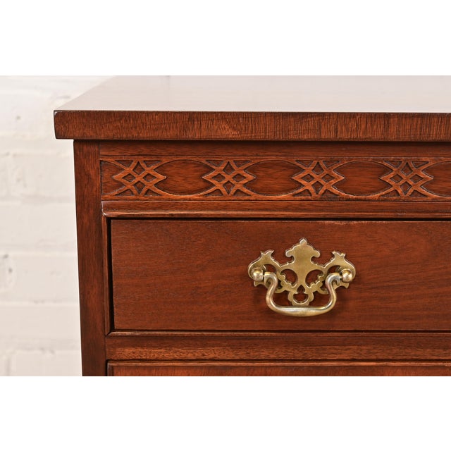 Baker Furniture Chippendale Carved Mahogany Nightstand, Newly Refinished For Sale - Image 10 of 15