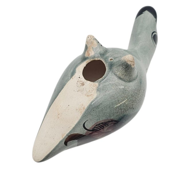 Baby Blue Vintage Tonalá Hand-Painted Pottery Duck Figurine – Talavera Style Folk Art, 8-Inch For Sale - Image 8 of 16