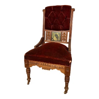 Early 1900s Eastlake Red Upholstered Chair For Sale