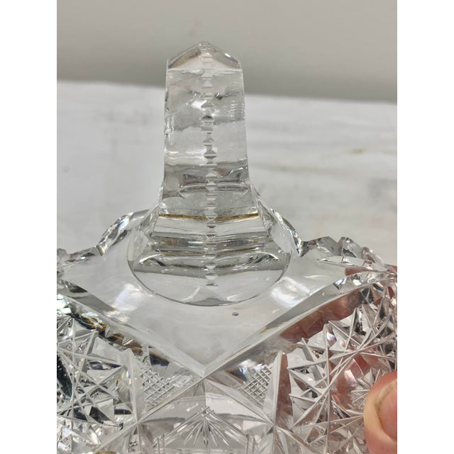 Vintage Cut Glass Handled Dish For Sale - Image 9 of 13