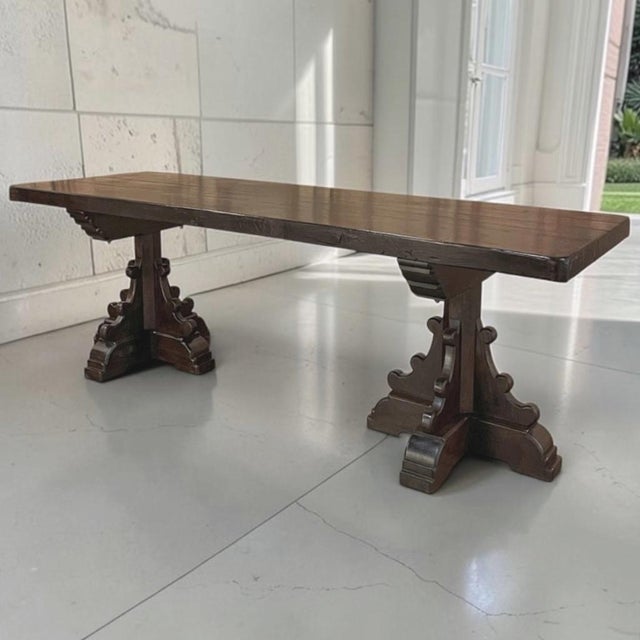 French Country Grand Country French Elm Double Pedestal Dining Table For Sale - Image 3 of 18