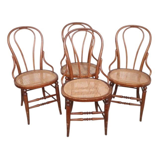 Set of Four Late 19th Century Bentwood Bistro Cafe Dining Chairs For Sale