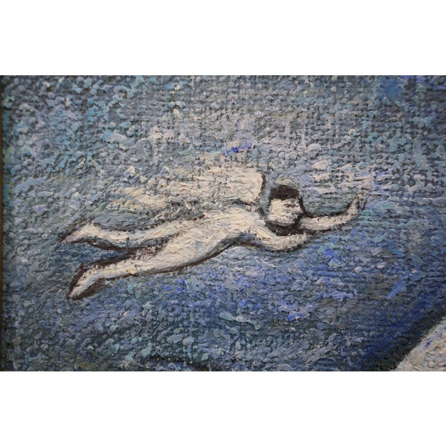 Late 20th Century The Lovers Embrace at Moonlight Oil Painting After Marc Chagall 29" For Sale - Image 12 of 12