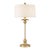 Late 20th Century Tall Hollywood Regency Sunlit Brass & Glass Column Table Lamp With Pineapple Motif and Linen Drum Shade – 32” H For Sale