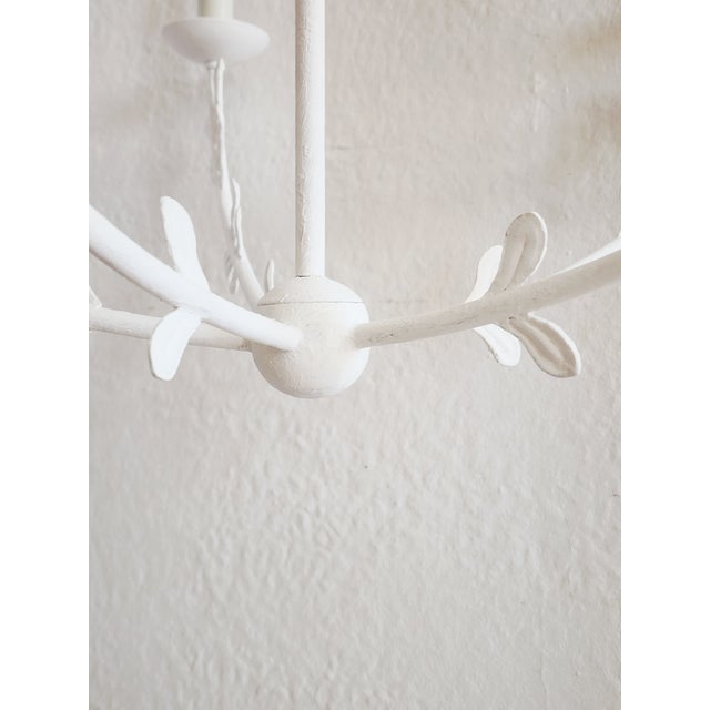 White Florian Troy Lighting White Gesso Leaf Motif Chandelier For Sale - Image 8 of 12
