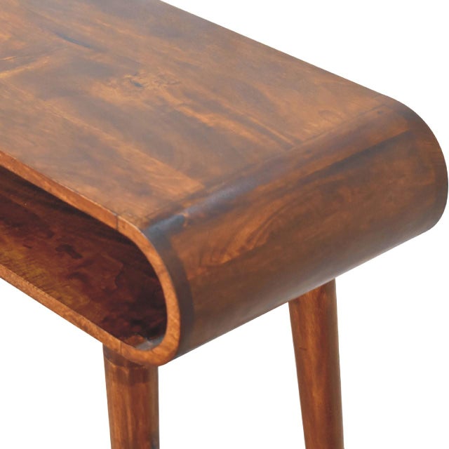 Mid-Century Modern Chestnut-Finish Mango Wood Scandinavian Console Table For Sale - Image 3 of 7
