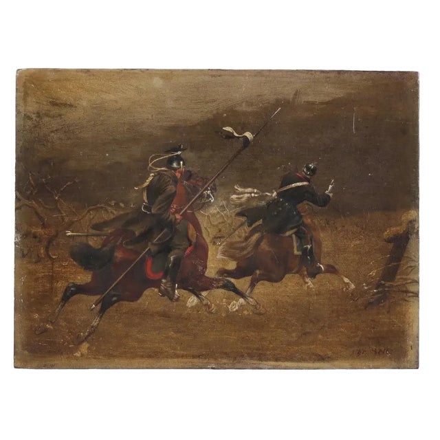Christian Sell, German Military Scene, Painting on Panel, 19th Century For Sale - Image 8 of 8