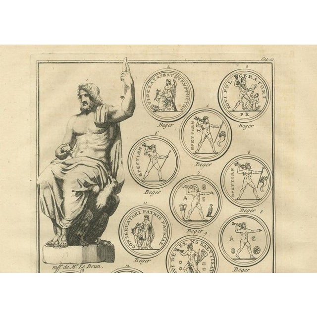 Early 18th Century After Bernard de Montfaucon, Jupiter and Roman Coin Types, 1721, Engraving For Sale - Image 5 of 10