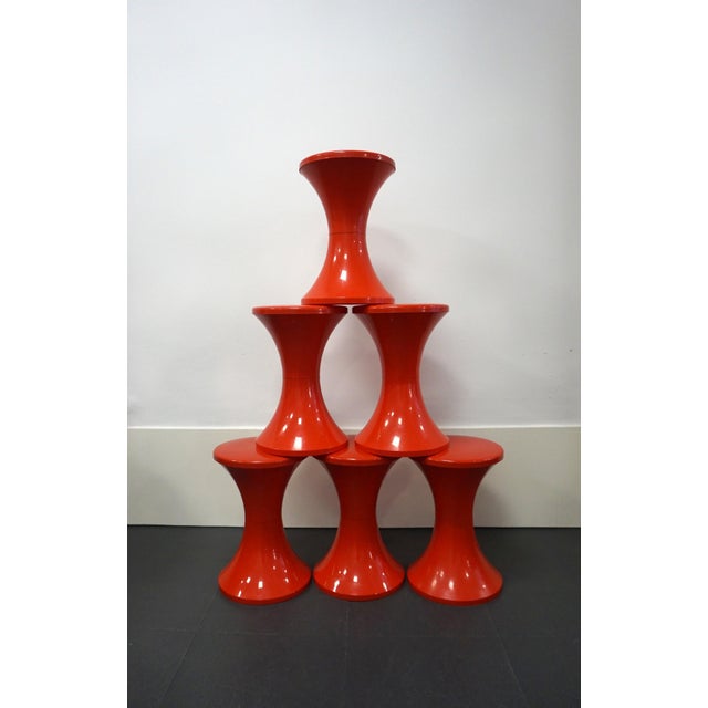 Red Red Stools, 1970s, Set of 4 For Sale - Image 8 of 8