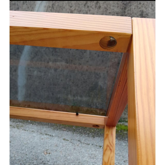 Side Table in Wood and Tinted Glass, 1980s For Sale - Image 8 of 9