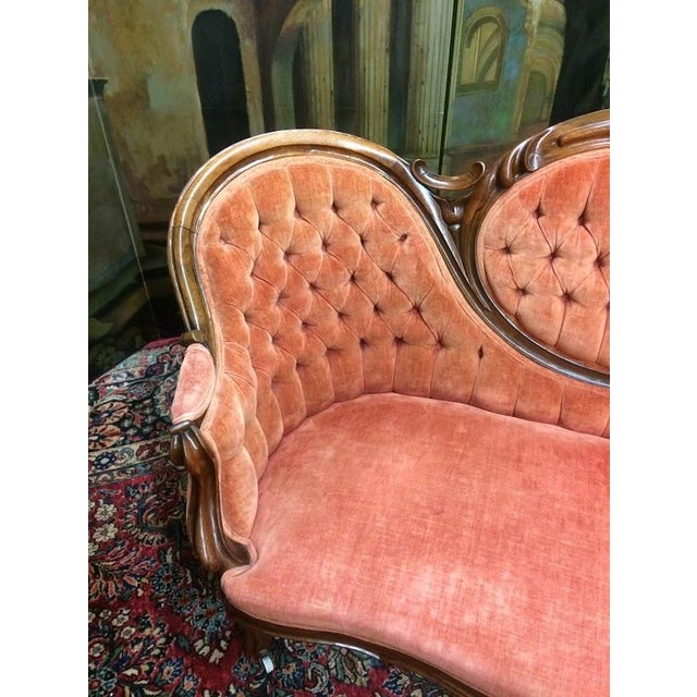 Item: Antique Victorian Settee. Age & Condition: Circa 1880. Good frame. Fading to the upholstery fabric. Dimensions: 60″...