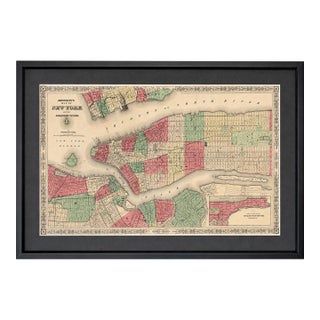 New York City Map by Johnson, Framed (Circa 1864) For Sale